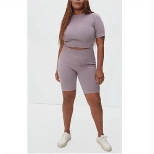 Everlane The Seamless Bike Shorts Ribbed Purple, Size XS/S NWT